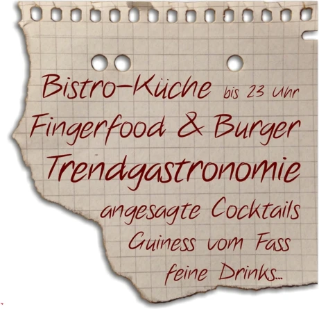 Cocktails, Burger, Guinness vom Fass Cocktails, Burger, Guinness vom Fass